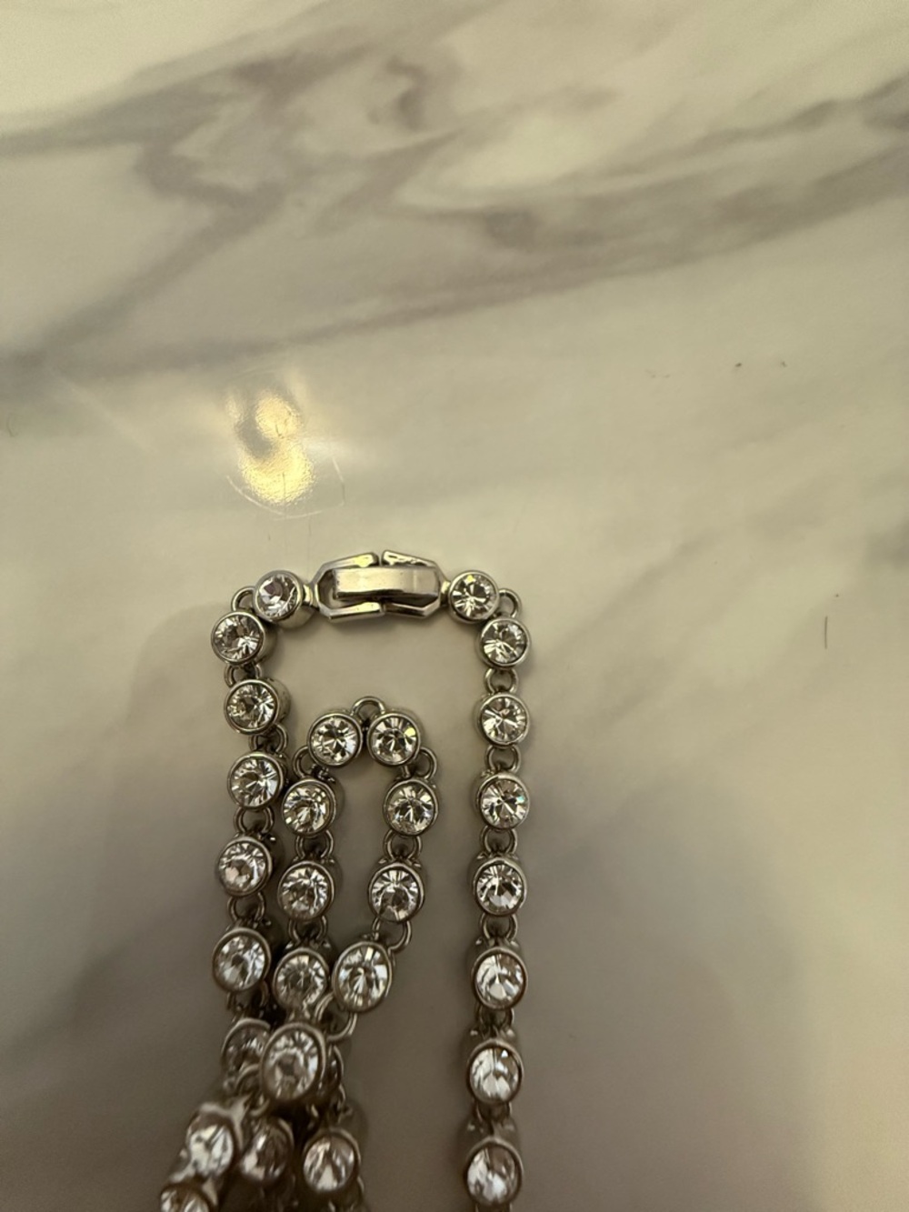 Silver-Tone Crystal Tennis Necklace